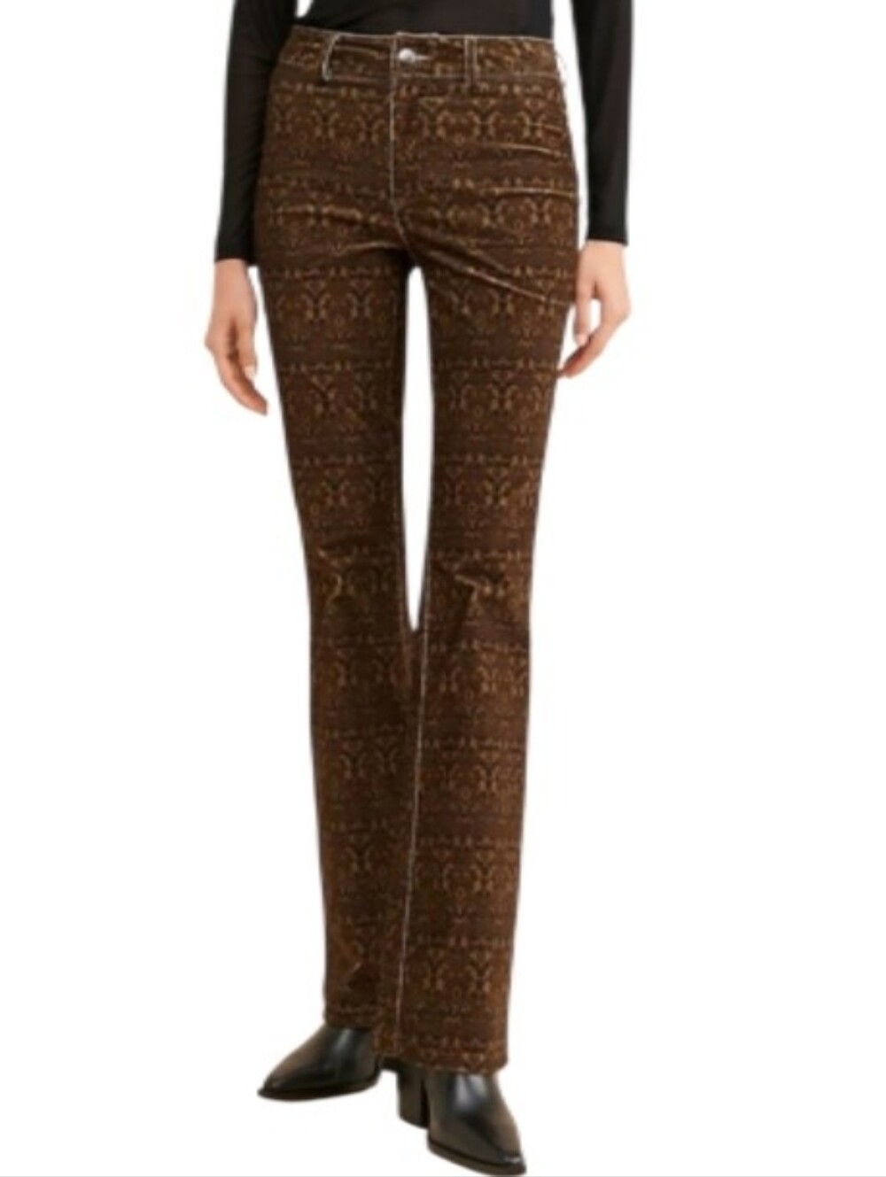 DRIFTWOOD X Free People Slim Flare Mid-Rise Paisley Velvet Pants-NWT